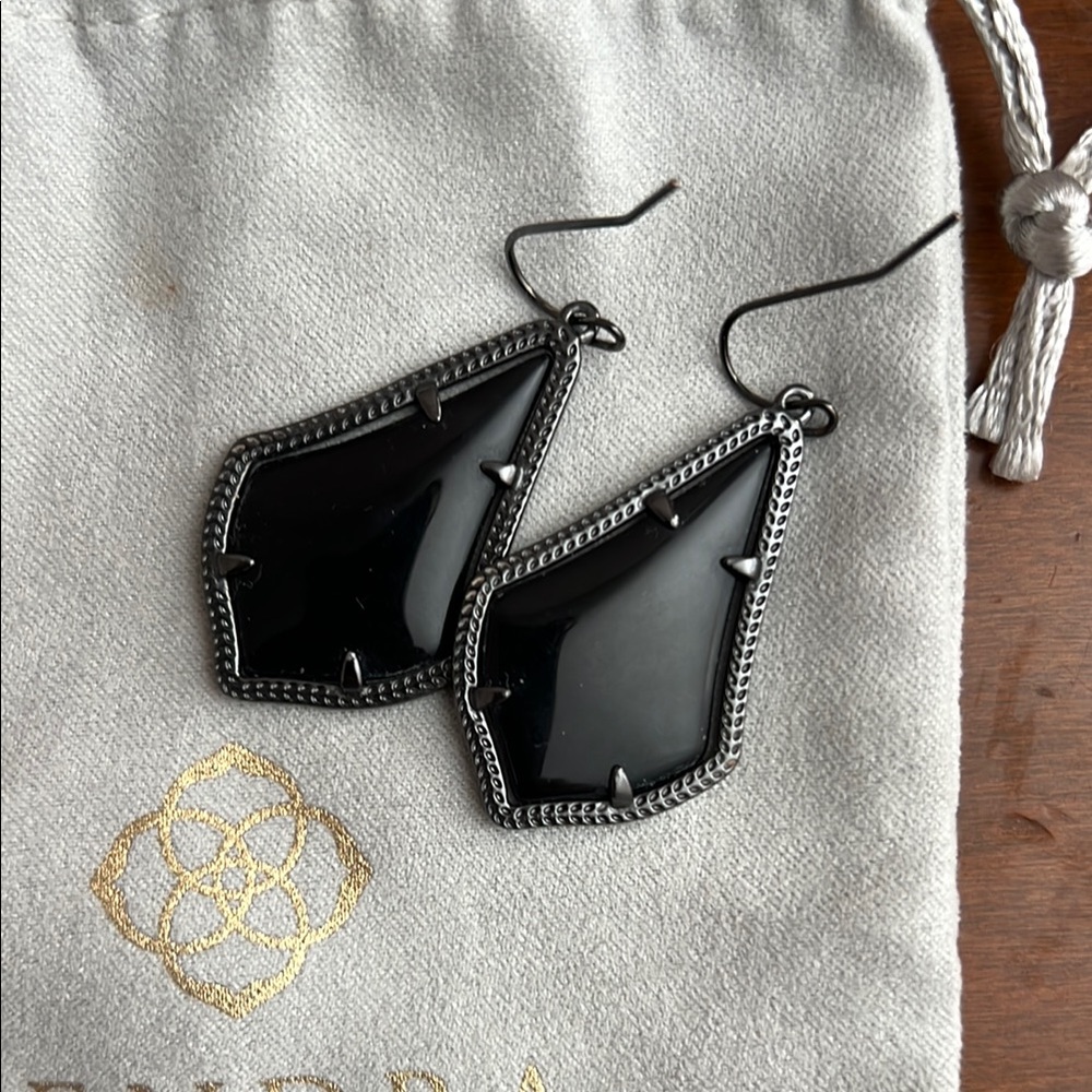 Kendra Scott Black Geometric Earrings with Textured Detail